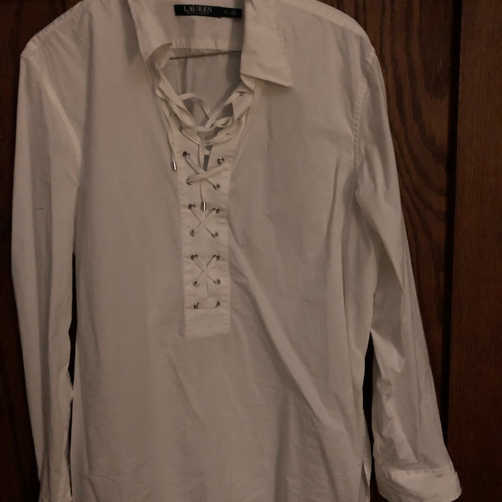 White Lauren lace-up tunic